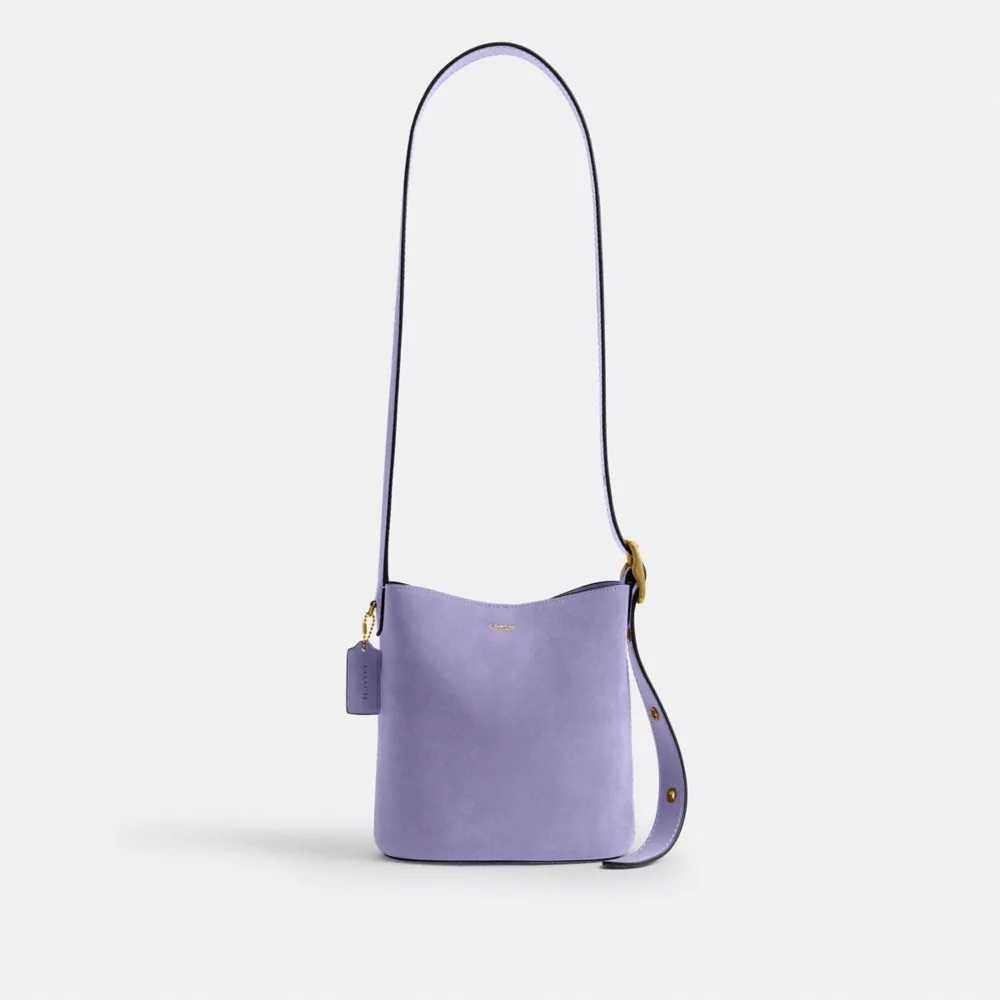 Coach Bleeker Bucket Bag 21 Violet Mist Suede Leather NWT - Picture 1 of 7